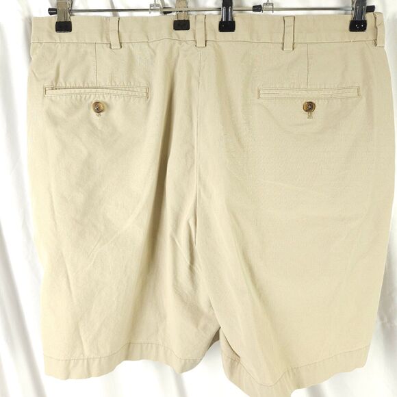 BROOKS BROTHERS Mens Size 40 Supima Cotton Beige Cream Flat Front Chino Shorts - Picture 2 of 6